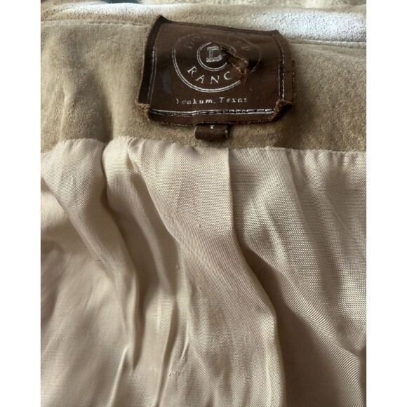 DOUBLE D RANCH  Tan Suede Leather Fringe Trim Jacket Size Large - Picture 4 of 6
